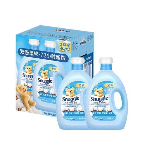 山姆代购Snuggle衣物柔顺剂4kg抗静电柔软72小时留香
