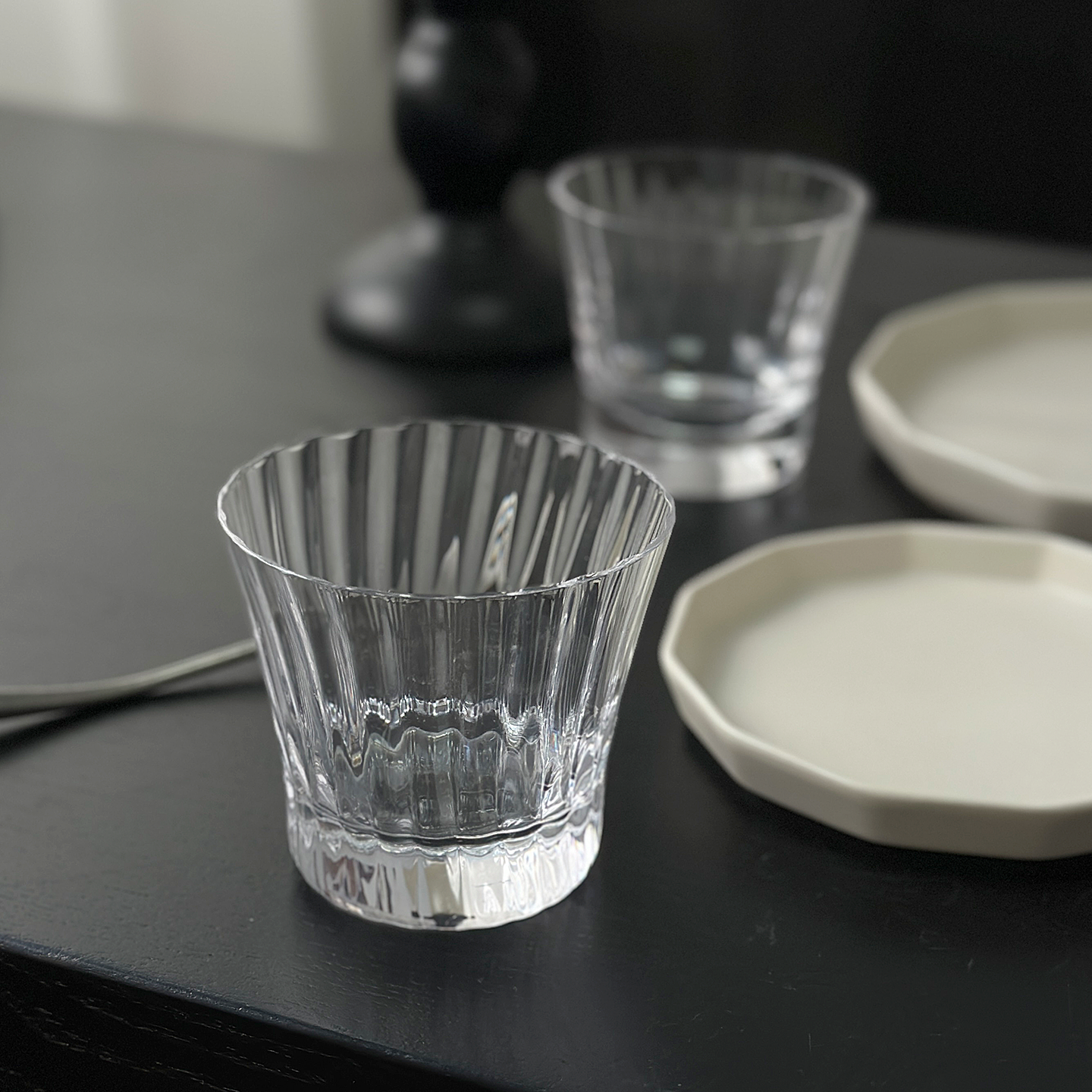 半颗橘子HO 出口德单水晶玻璃条纹杯人工吹制威士忌杯