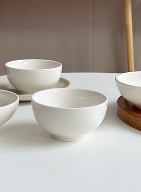 半颗橘子ho白色陶瓷釉下彩家用米饭碗喝汤小碗厚边矮碗酸奶麦片碗