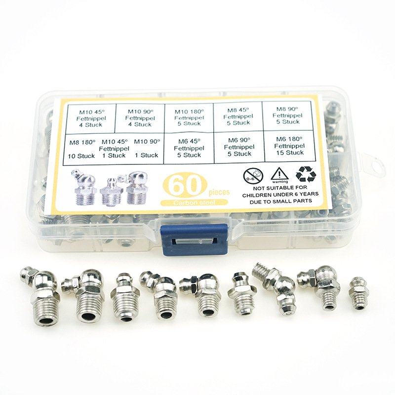 60pcs装黄油嘴套装黄油枪配件直弯黄油嘴黄油咀镀镍油嘴M6M8M10,五金/工具,润滑设备及工具,淘宝优惠券,粉丝福利购,淘宝优惠卷