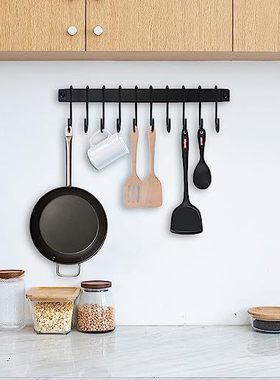 厨房挂杆Kitchen Rail铁艺黑色厨房挂杆置物架浴室挂架免打孔