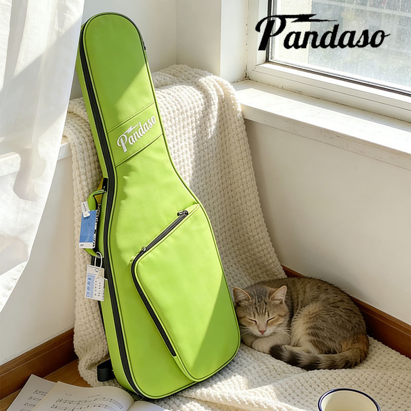 Pandaso绿色吉他背包休闲防水单肩包男士琴盒简约风