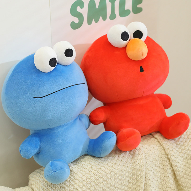 正版芝麻街艾摩怪兽公仔可爱q版甜饼怪大鸟玩偶毛绒玩具娃娃女生