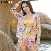 泳衣女高级感分体网红风三件套夏长袖 防晒速干沙滩比基尼保守套装