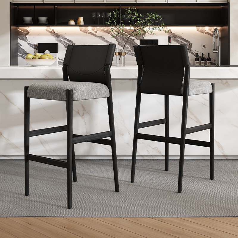 2025新款吧台椅意式极简客厅家用高脚凳简约实木马鞍皮高脚凳,住宅家具,家用高脚椅,淘宝优惠券,粉丝福利购,淘宝优惠卷