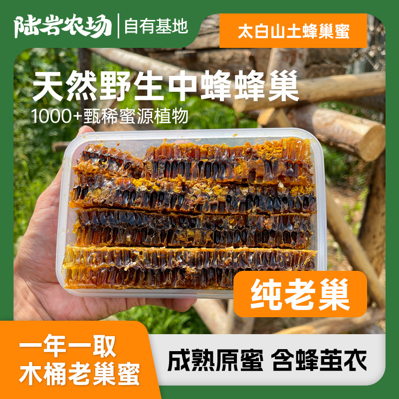 陆岩农场丨秦岭太白山木桶土蜂巢蜜【两年老巢】650g/盒 天然野生