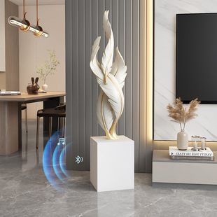 创意轻奢羽毛客厅大型落地摆件玄关艺术装饰品雕塑办公室店铺摆设