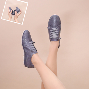 一脚蹬软底女鞋 KUFENBERG 百搭真皮板鞋 新款 顾芳博歌头层牛皮春季