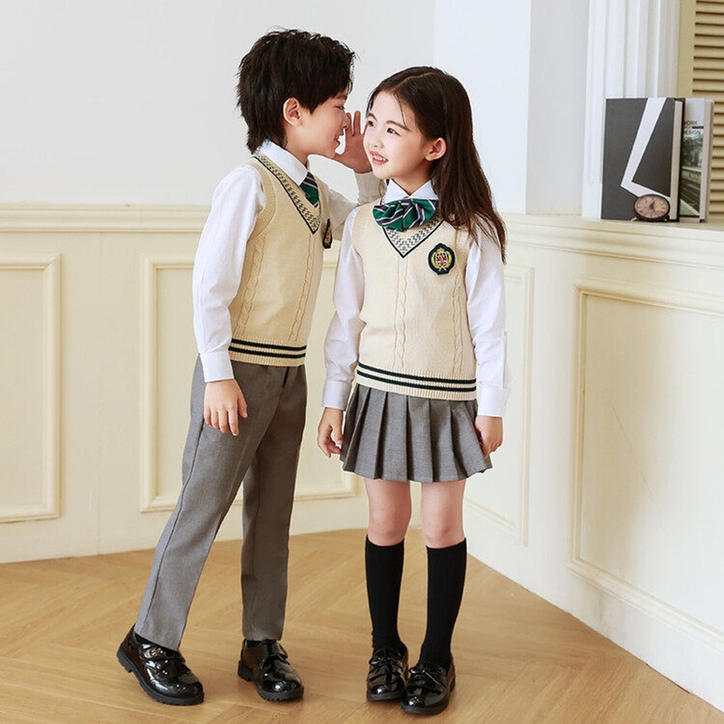 学院风班服演出服半身裙朗诵短袖英伦风毕业班百褶裙夏季儿童合照