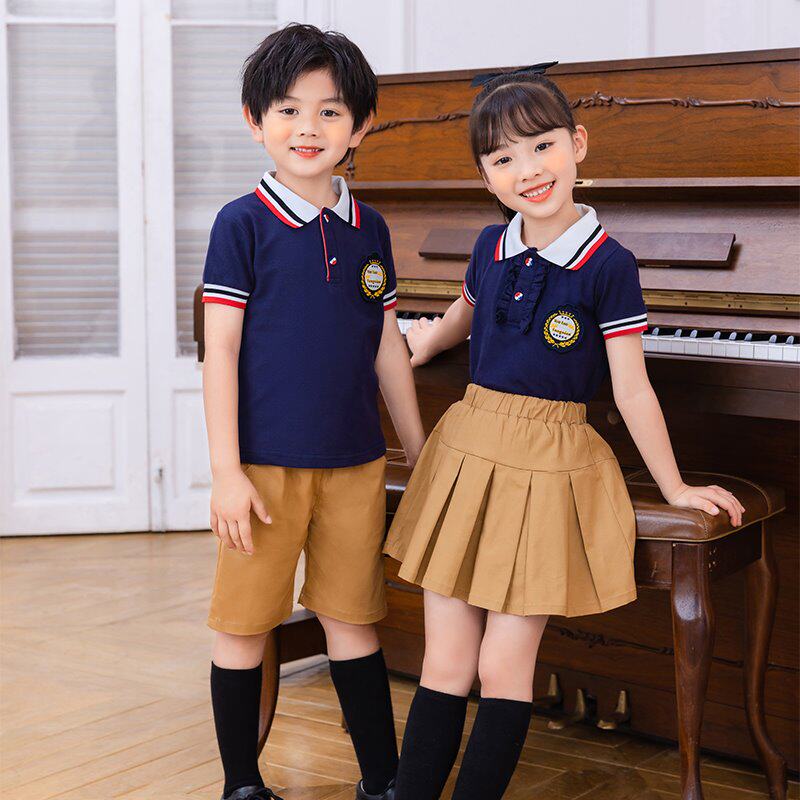 学院风班服韩版条纹衫短袖衬衫中小学生jk男女童老师春秋夏季服装