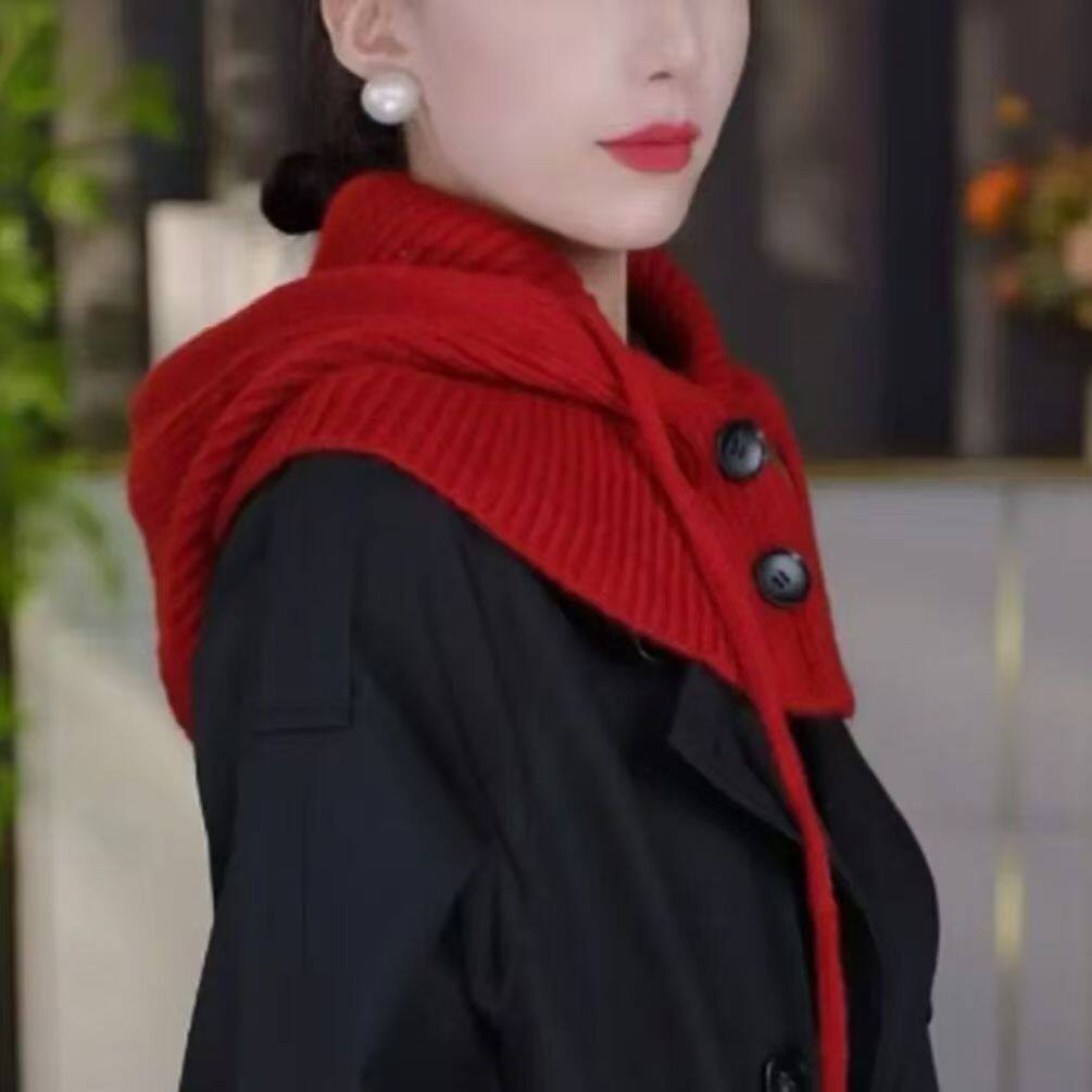 假帽子领连帽假领子新款拉法帽女冬季羊毛混纺保暖帽围脖一体情侣