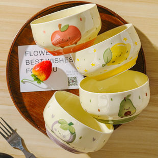 一人一个专用碗碗家用吃饭碗2025新款可爱ins风餐具陶瓷釉下彩高