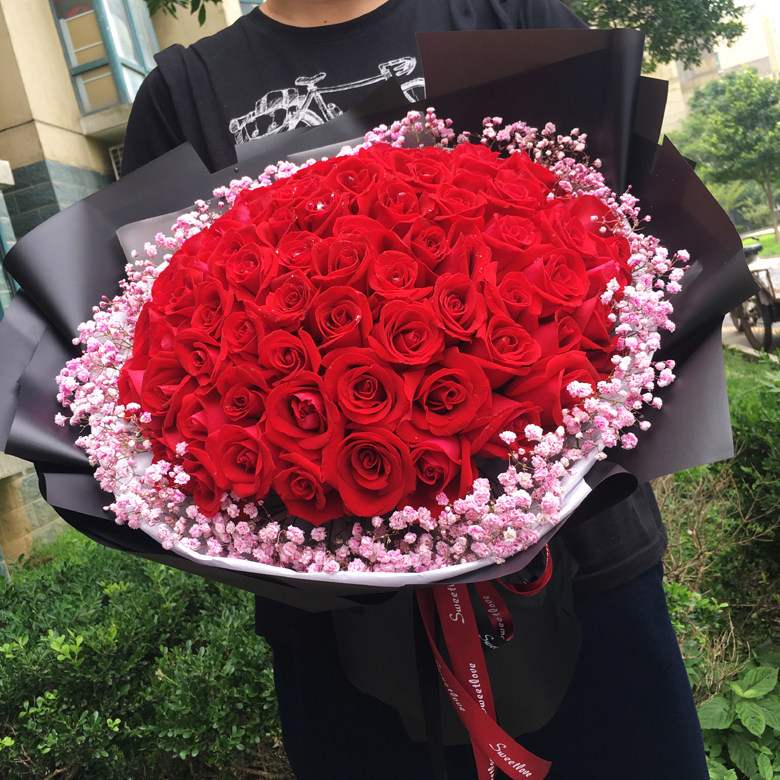 三八妇女节多款99朵红玫瑰花束苏州本地鲜花店速递生日送女友礼物