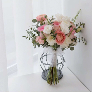 韩式创意玫瑰绣球混搭新娘手捧花结婚鲜花速递广州深圳同城花店送