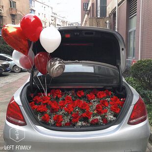 宁波汽车后备箱鲜花布置装饰求婚浪漫生日花店创意惊喜表白求爱