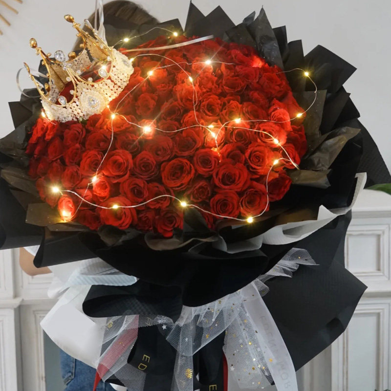99朵黑纱生日杭州同城速递玫瑰