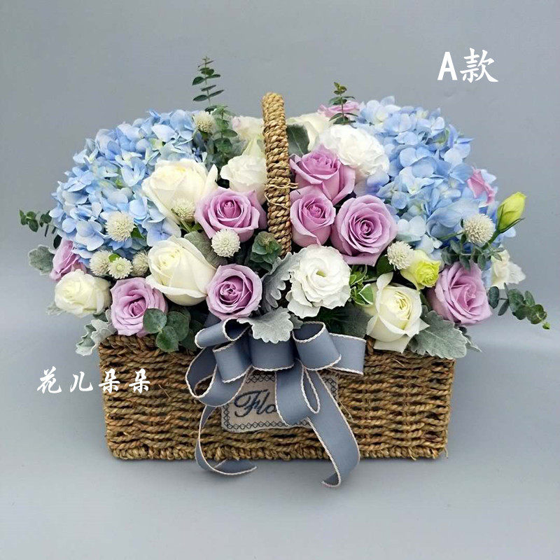 重庆同城鲜花速递开业祝福探望手提花篮花束送朋友生日母亲节送花