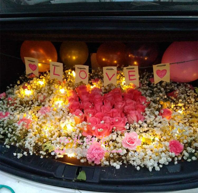 后备箱浪漫求婚郑州鲜花抖音同款