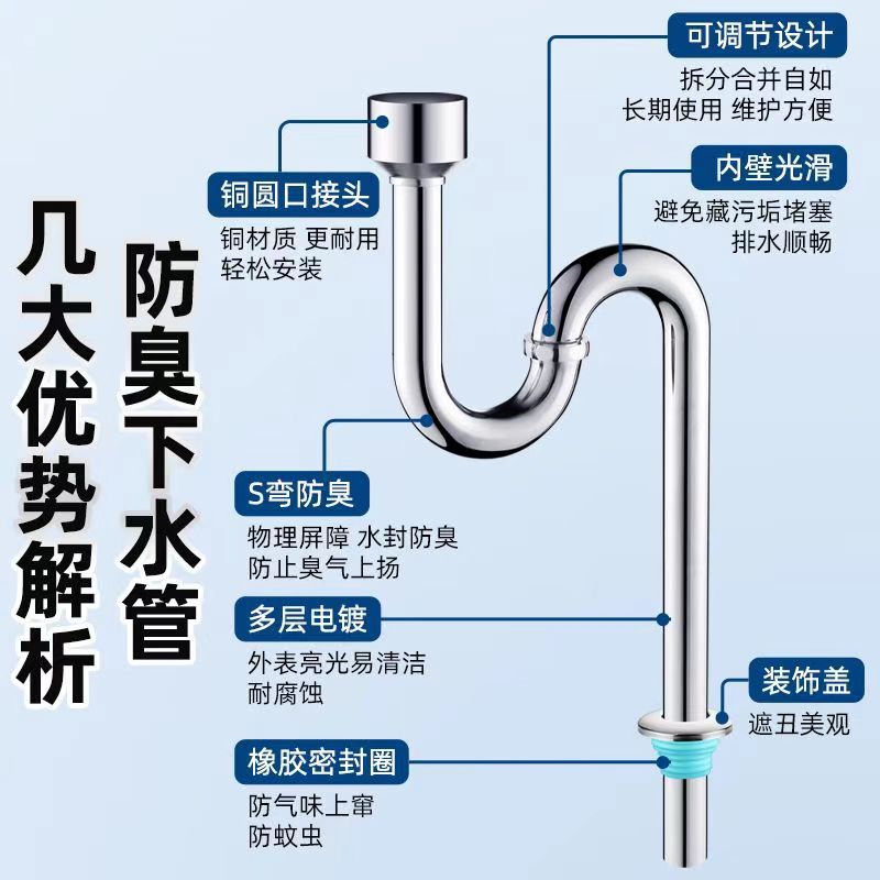 小便器小便斗配件PVC下水管小便斗下水器防臭下水器 小便池下水管