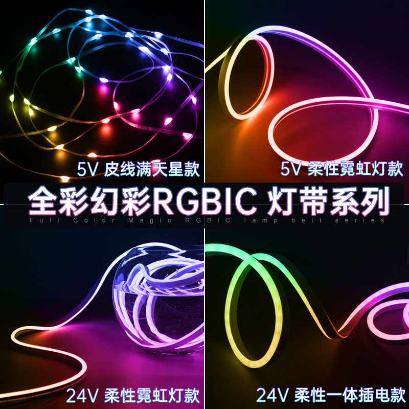 24V幻彩硅胶霓虹灯带5Vusb满天星皮线灯串户外防水流水灯带条