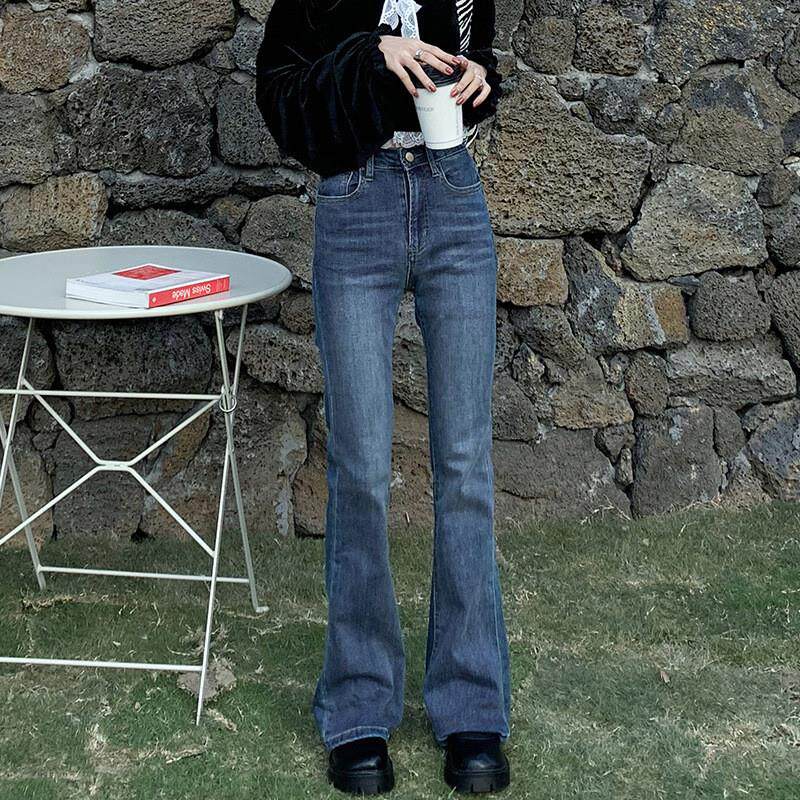 微喇牛仔裤女2026年春秋新款高腰显瘦显高直筒修身小个子喇叭裤潮