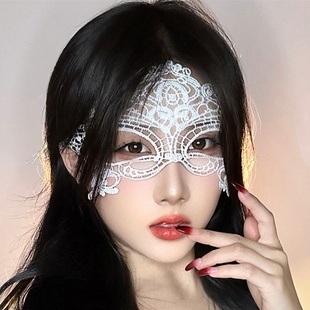 万圣节蒙面化妆舞会半脸面具cos性感蕾丝镂空遮面禁欲系眼罩头饰
