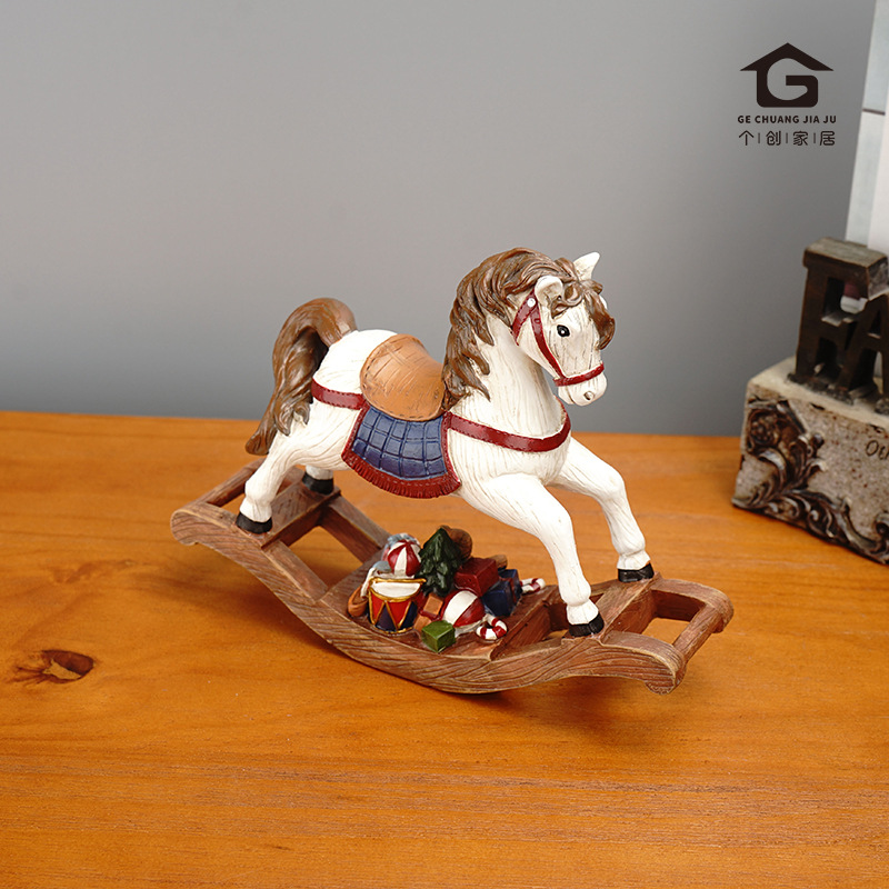圣诞木马树脂工艺品家居房间圣诞树装饰仿真动物摆件