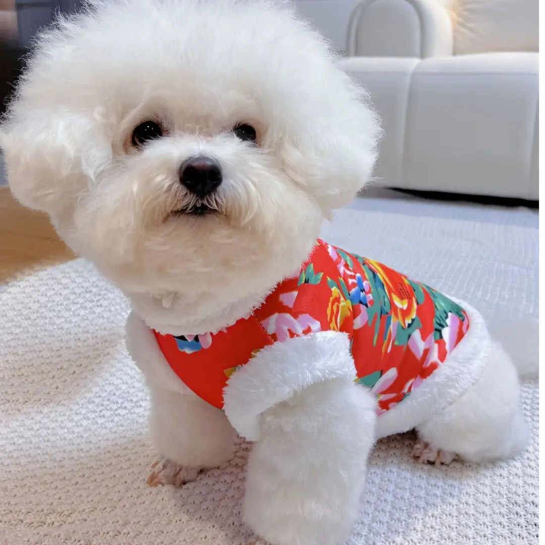 宠物狗狗猫咪东北花棉袄大花袄喜庆过年保暖冬季防掉毛小中大型犬