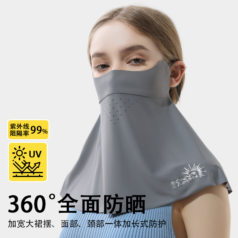 无痕冰丝防晒面罩女款夏季遮脖子防紫外线遮阳口罩骑行护眼角脸罩