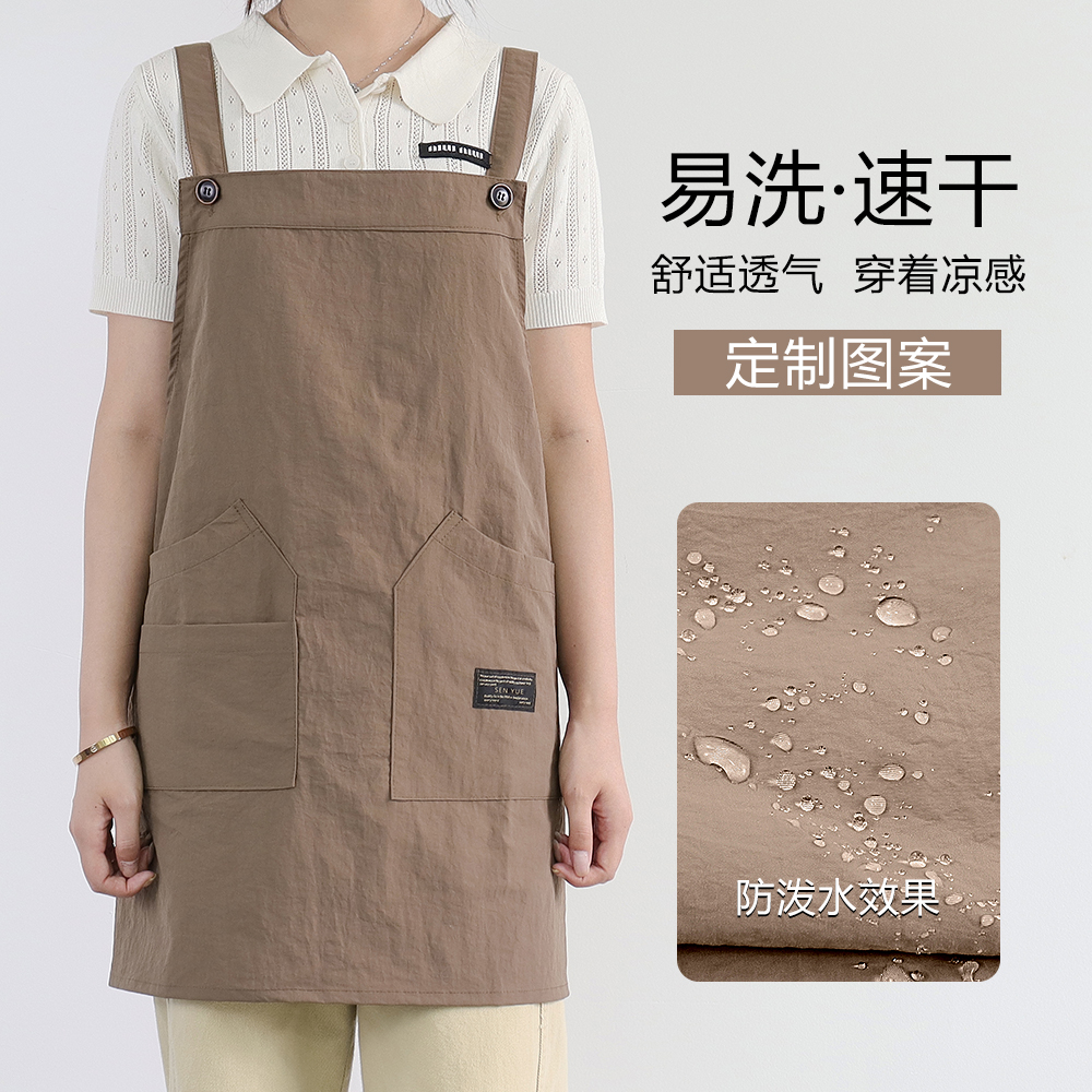 女时尚背带可调节防水工作服围裙