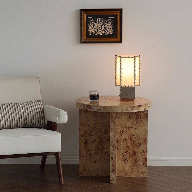 圆形边几轻奢沙发边几客厅小茶几树瘤皮小桌子艺术角几咖啡桌