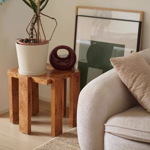 中古沙发边几置物架方形树瘤皮侘寂风客厅复古角几茶几卧室小桌子