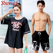 Cặp đôi đồ bơi nữ 2018 mới bảo thủ che bụng Đồ bơi Hàn Quốc Quần nam đi biển Quần bơi mẫu đôi phù hợp - Vài đồ bơi