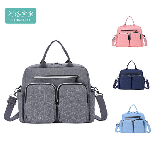 新款 2022新品多功能大容量妈咪包棱格绣线母婴单肩斜跨包