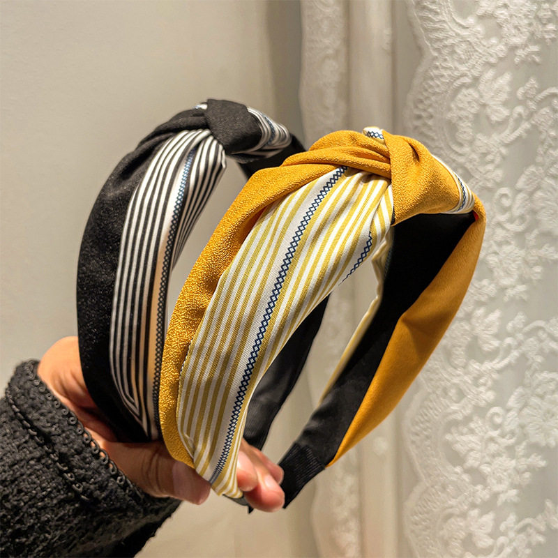 优选发箍打结条纹发卡韩版洗脸用发饰百搭网红发带压法不掉缎面纯