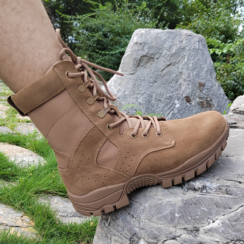 户外作战靴男棕色战术靴防水透气训练靴减震耐磨沙漠工装靴子男款