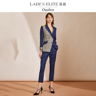 慕裁 2025新款格子拼接撞色百搭风衣中长款外套大衣