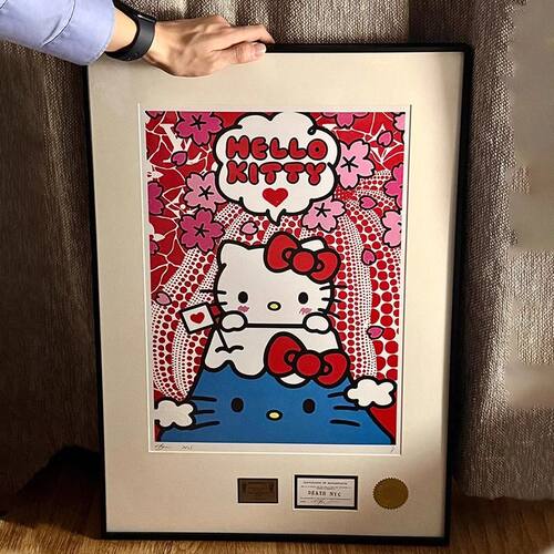 Kitty卡通女孩可爱儿童房装饰画现代简约艺术温馨治愈系客厅挂画