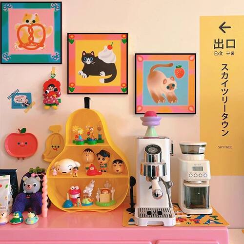 多巴胺小猫咪客厅玄关装饰画可爱动物治愈系儿童房卧室艺术挂壁画