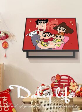 新年蜡笔小新电闸盒配电箱遮挡画餐厅壁画卡通动漫电表箱装饰画