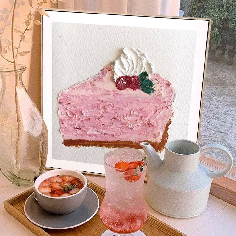 韩系蛋糕店挂画烘焙店可爱卡通壁画咖啡奶茶店甜品店墙面装饰画