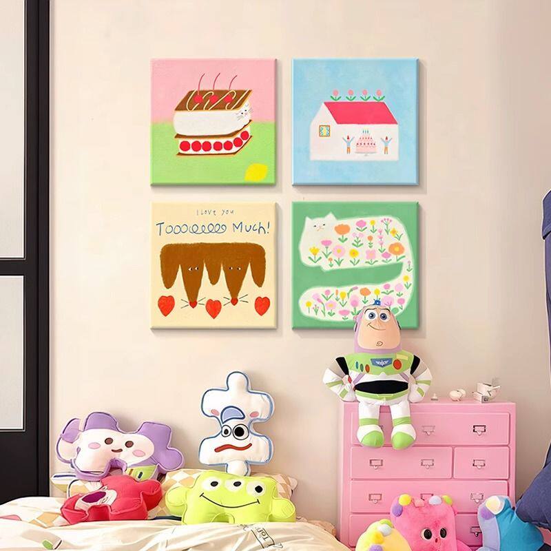 卡通儿童房多巴胺组合装饰画玄关客厅卧室床头挂画沙发背景墙壁画