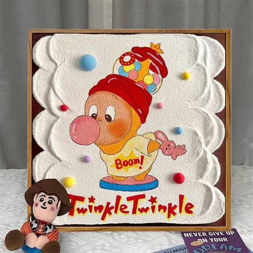 泡泡玛特星星人小野石成品装饰画