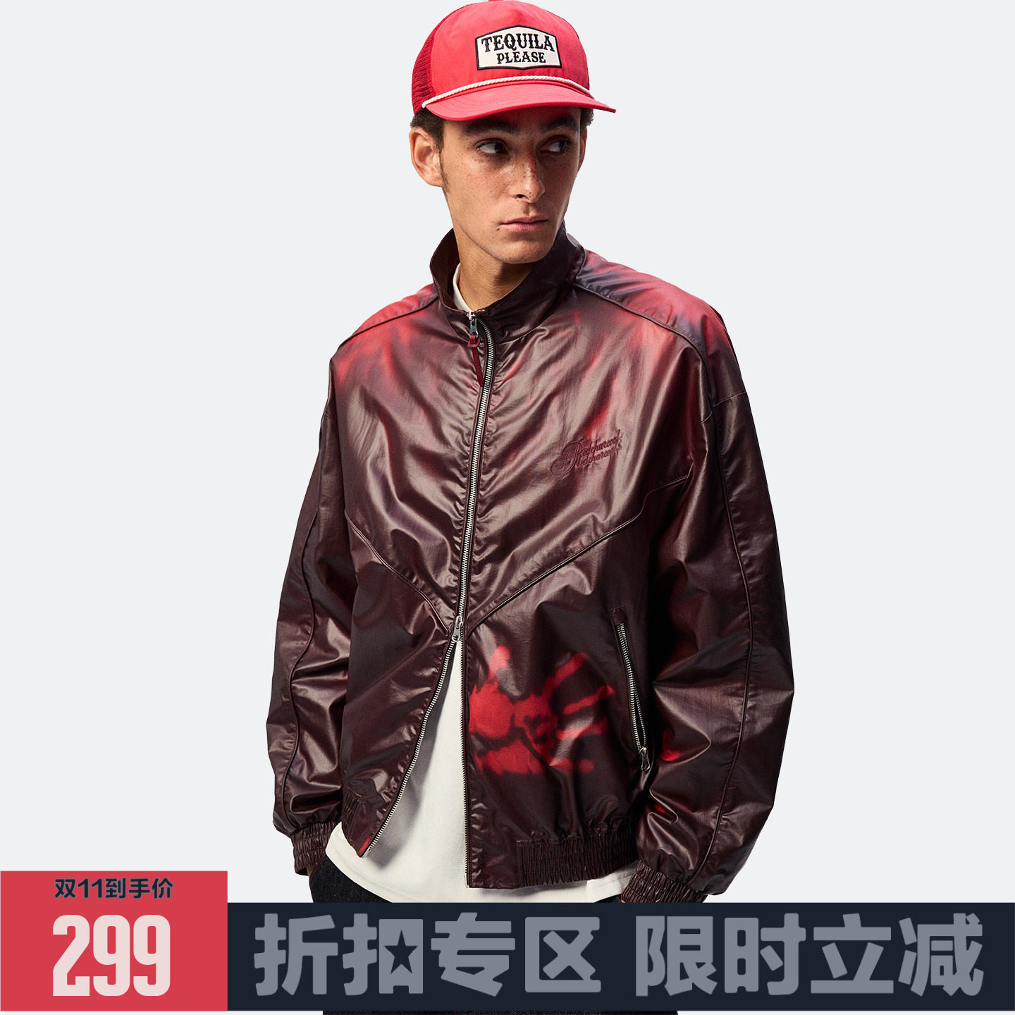 【温感变色】REDCHARCOAL红炭 立领夹克男秋宽松休闲美式男士外套