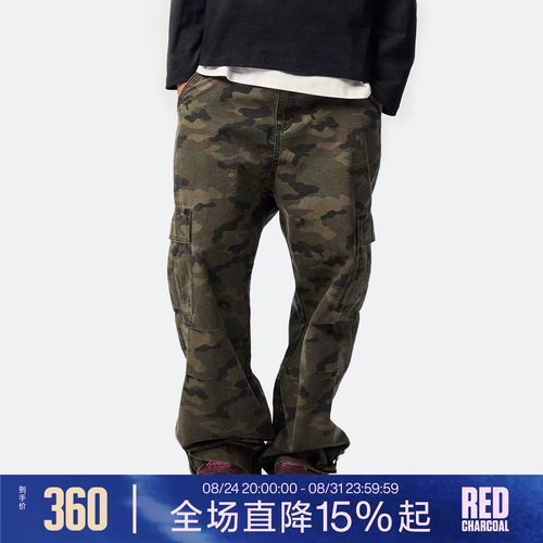 红炭宽松迷彩可调工装裤男