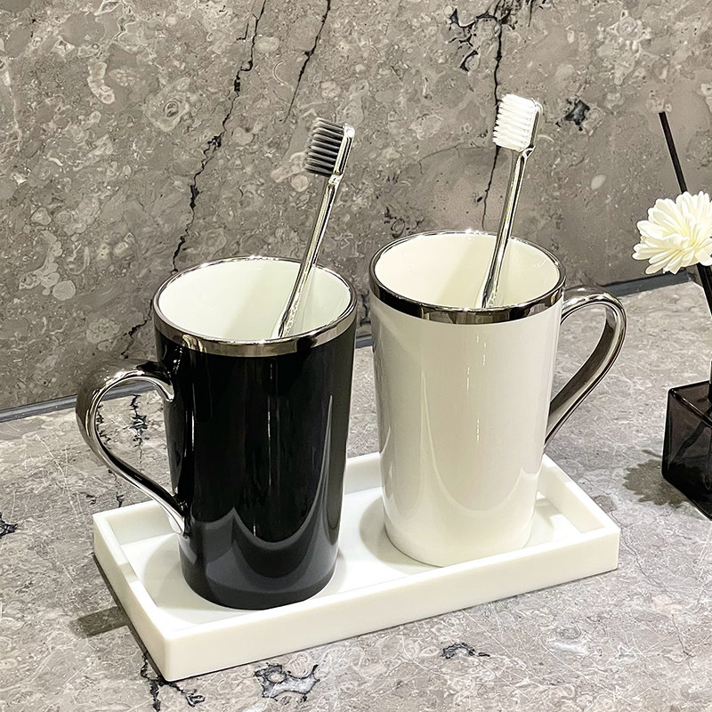 漱口杯情侣刷牙杯轻奢高端陶瓷家用牙杯洗漱杯高级感牙刷杯套装