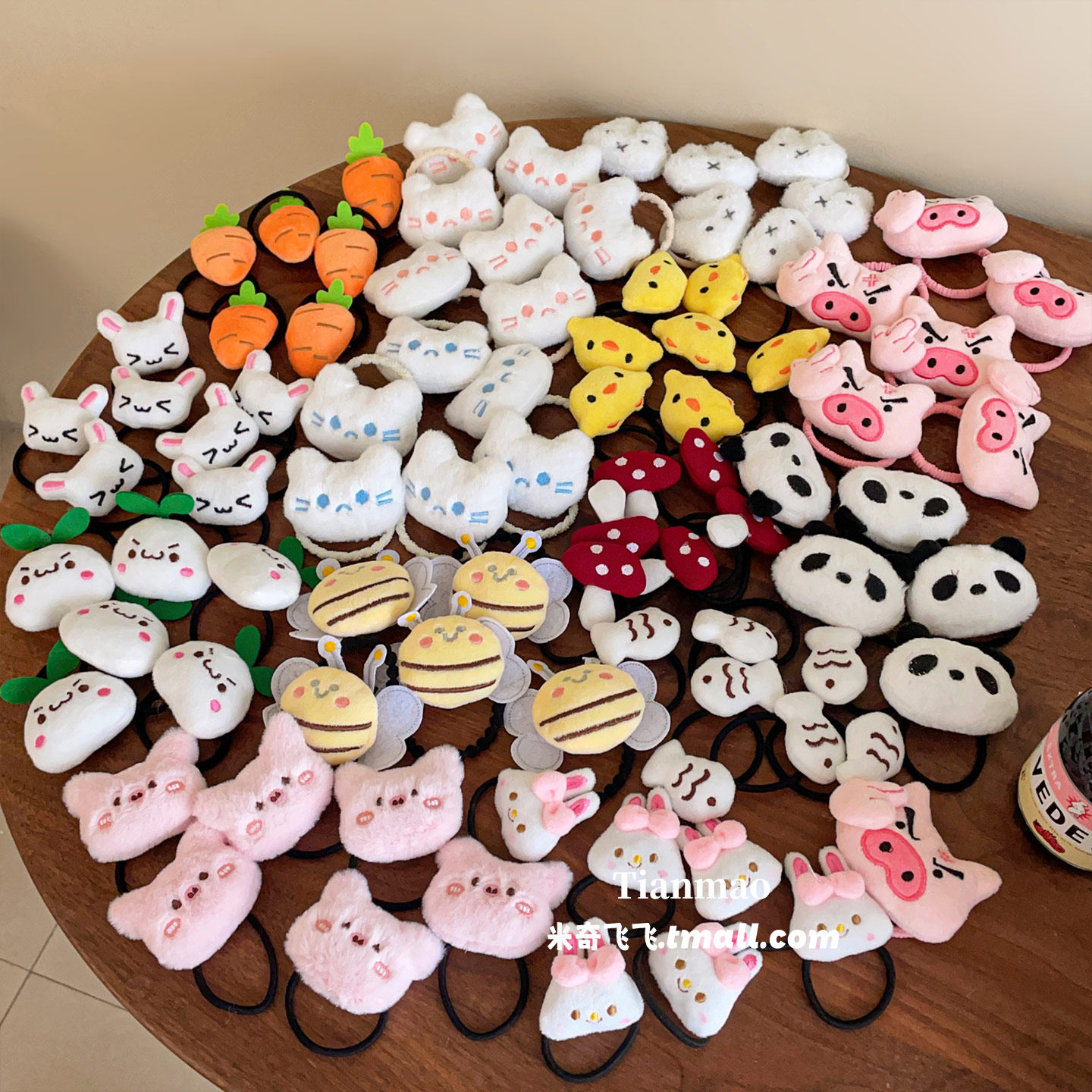 可爱发饰毛绒发绳皮筋卡通动物玩偶发圈高弹力不伤发女童头绳头饰图片