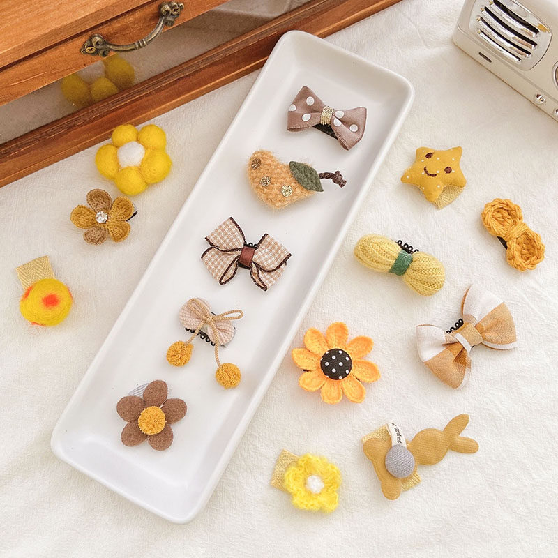 儿童黄色小花汗毛夹宝宝发夹婴幼儿女宝宝不伤发头饰发卡头花发饰
