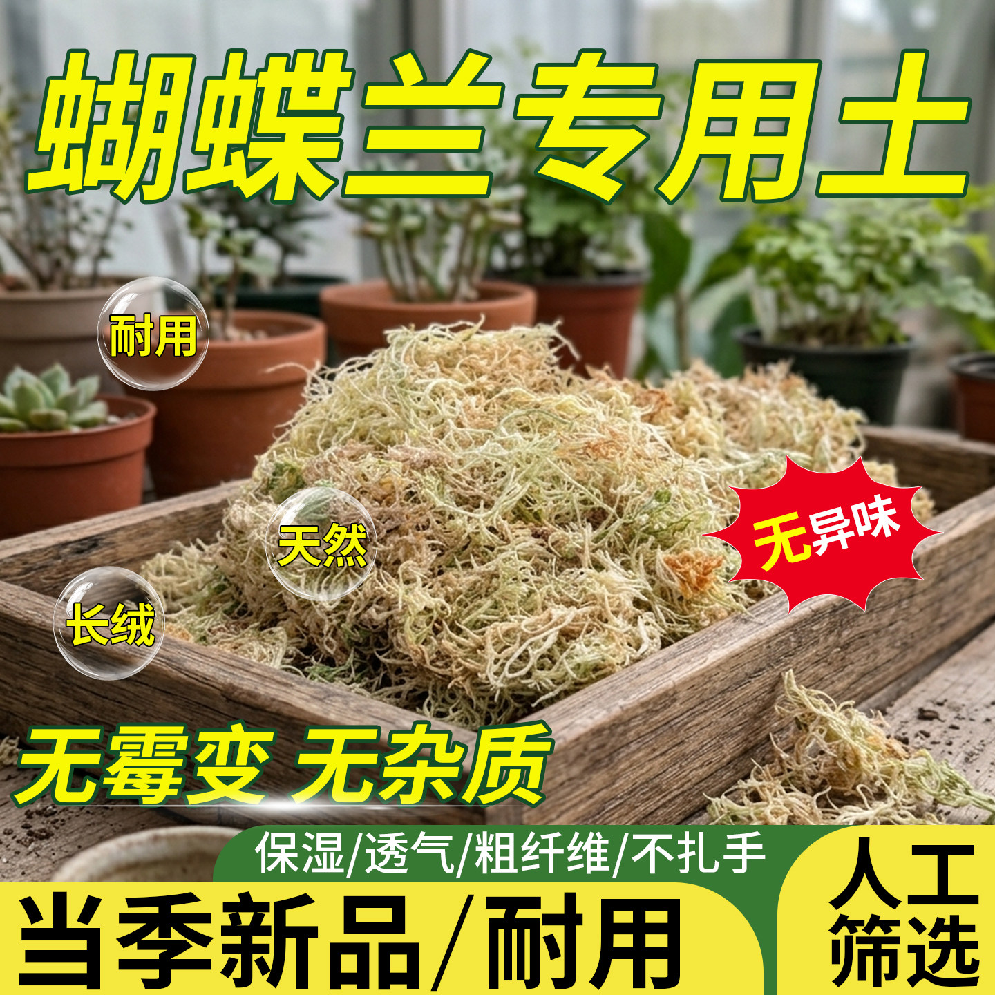 水苔蝴蝶兰专用土营养土干苔藓草苔植料盆栽种植透气花盆水苔