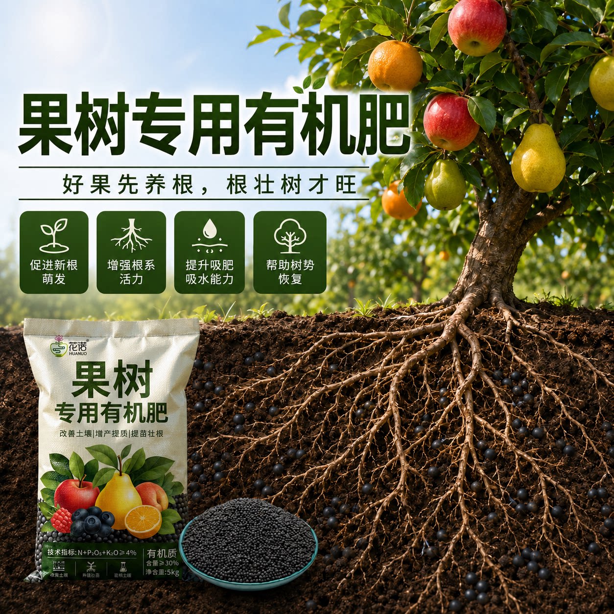 果树专用有机肥家用盆栽绿植种菜花卉果树果苗肥料氮磷钾有机肥料